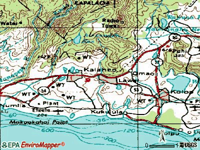Lawai topographic map