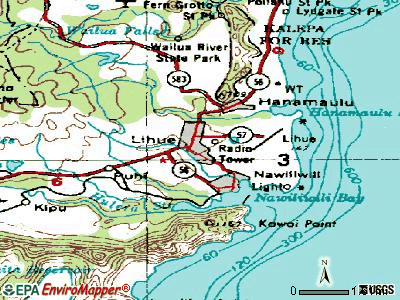 Lihue topographic map