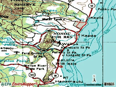 Wailua topographic map