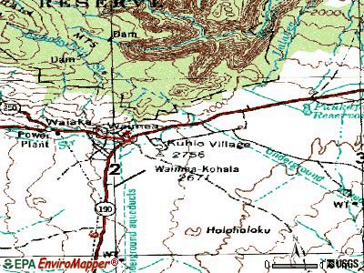 Waimea topographic map