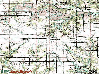 Hanna City topographic map