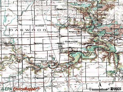 Oakwood topographic map