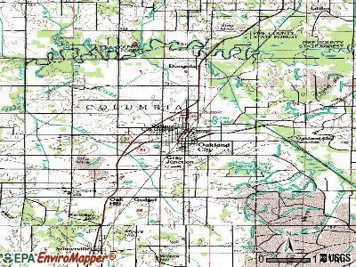 Oakland City topographic map