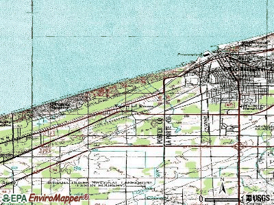 Town of Pines topographic map
