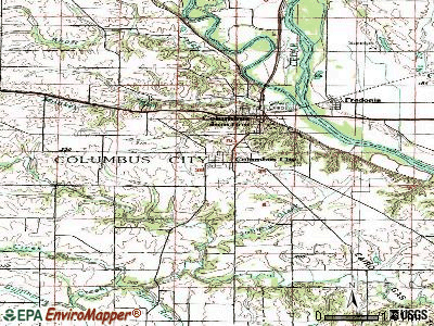 Columbus City topographic map