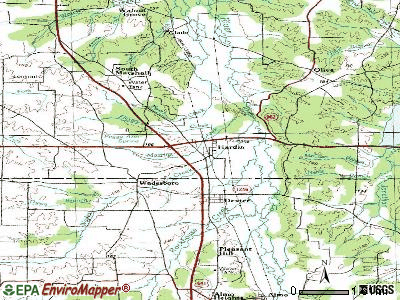 Hardin topographic map