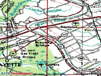 Breaux Bridge topographic map