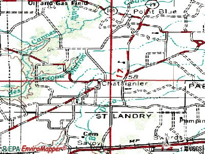 Chataignier topographic map