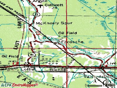 Fordoche topographic map