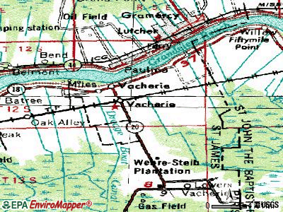 North Vacherie topographic map