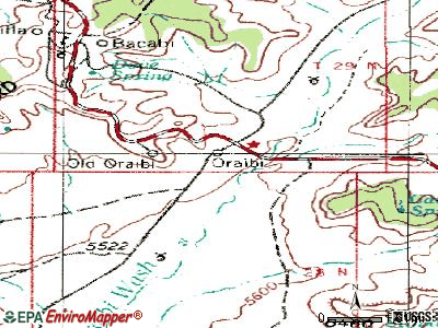 Kykotsmovi Village topographic map
