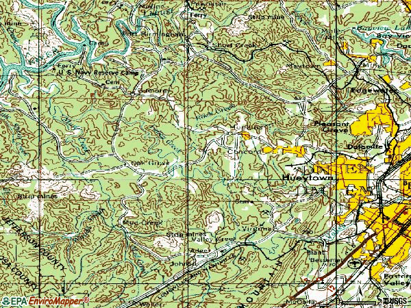 Zip code 35023 topographic map