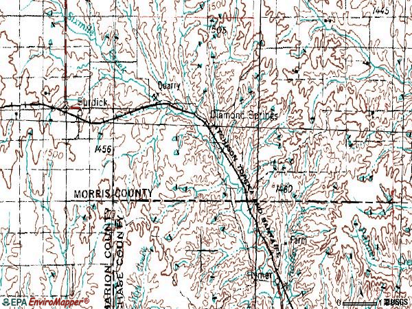 Zip code 66838 topographic map