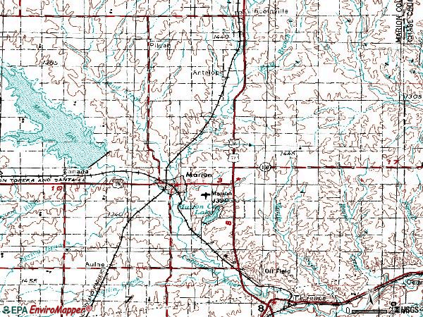 Zip code 66861 topographic map