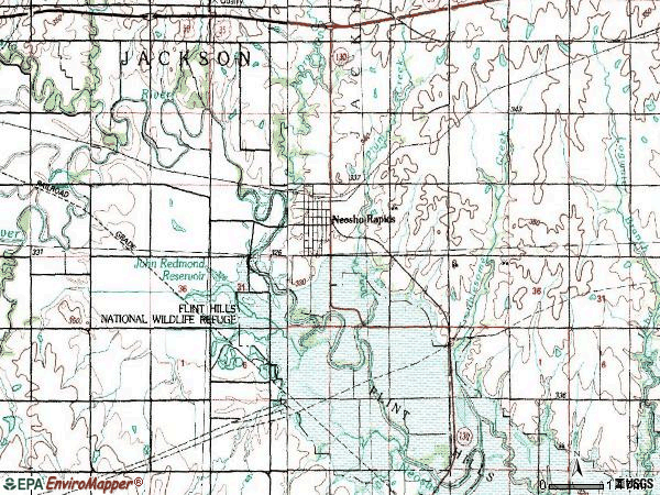 Zip code 66864 topographic map