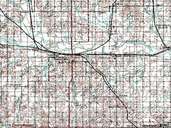 Zip code 66901 topographic map