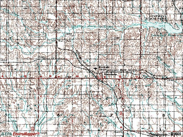Zip code 66956 topographic map