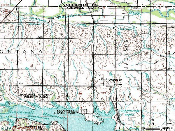 Zip code 66970 topographic map