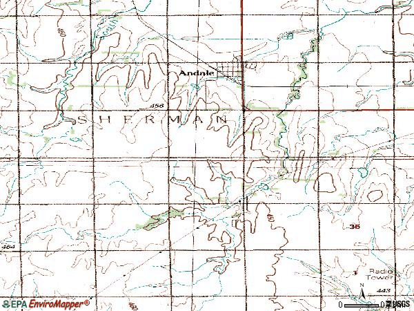 Zip code 67001 topographic map