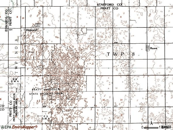 Zip code 67021 topographic map