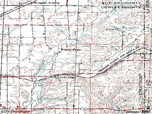 Zip code 67023 topographic map