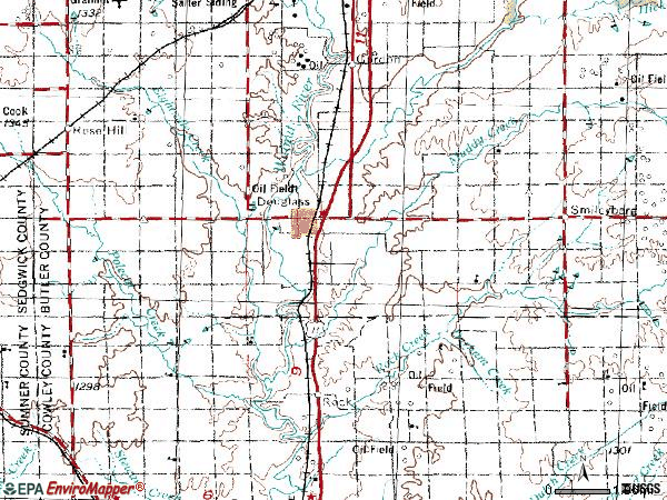 Zip code 67039 topographic map