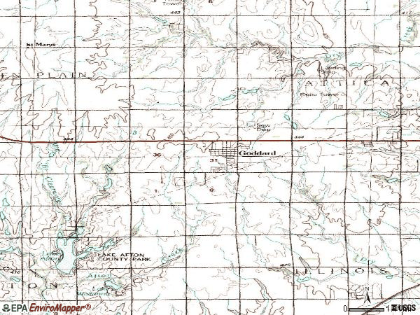 Zip code 67052 topographic map