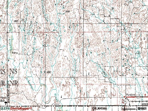 Zip code 67057 topographic map