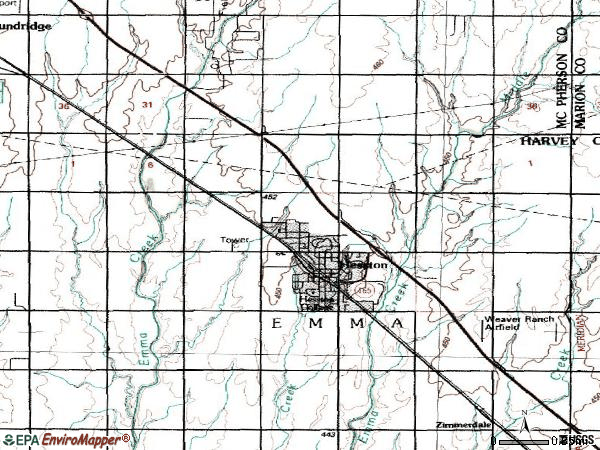 Zip code 67062 topographic map