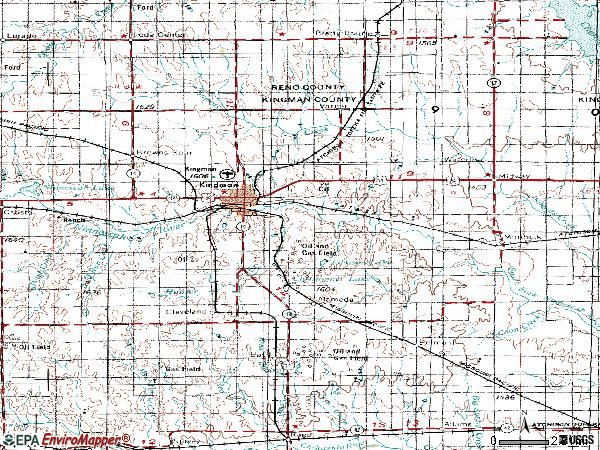 Zip code 67068 topographic map