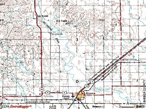 Zip code 67070 topographic map