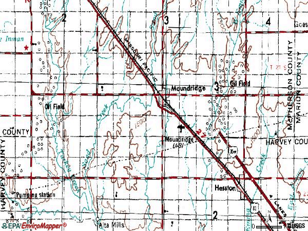 Zip code 67107 topographic map