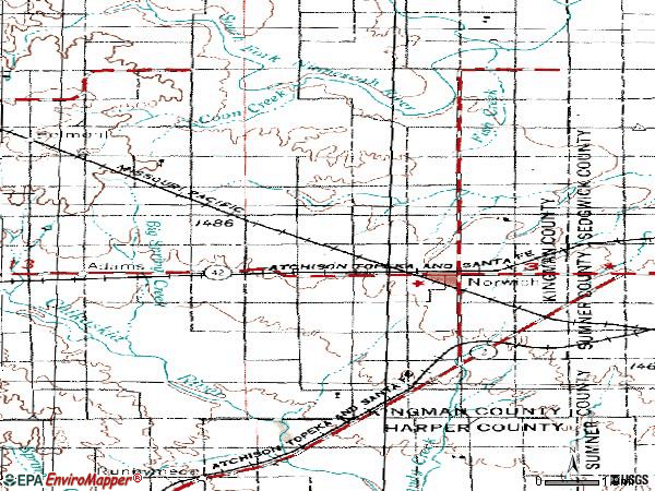 Zip code 67118 topographic map
