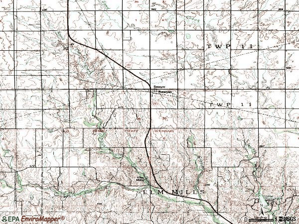 Zip code 67134 topographic map