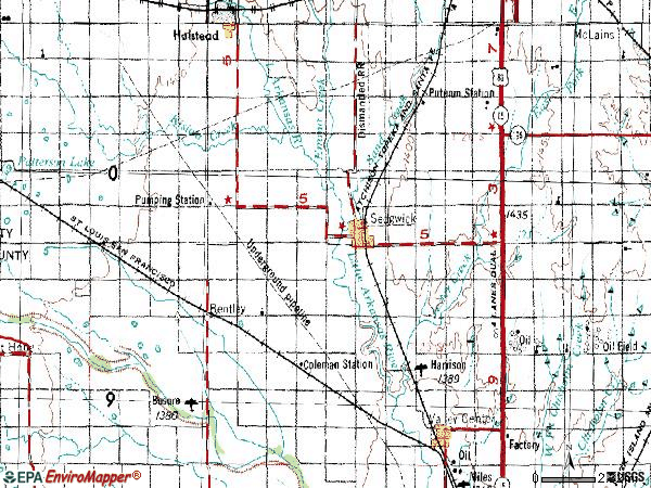 Zip code 67135 topographic map