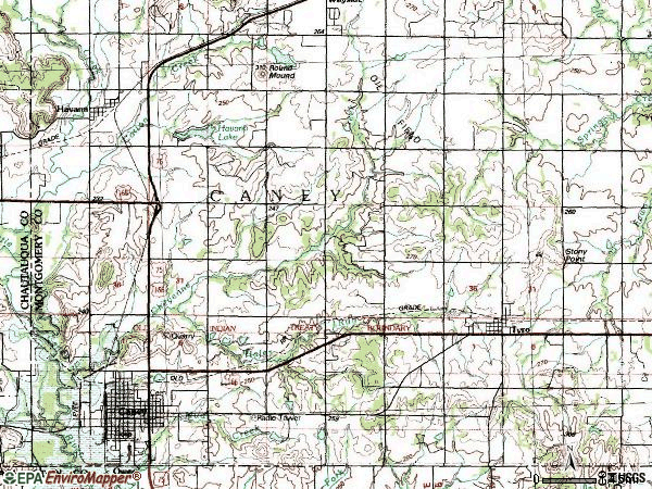 Zip code 67333 topographic map