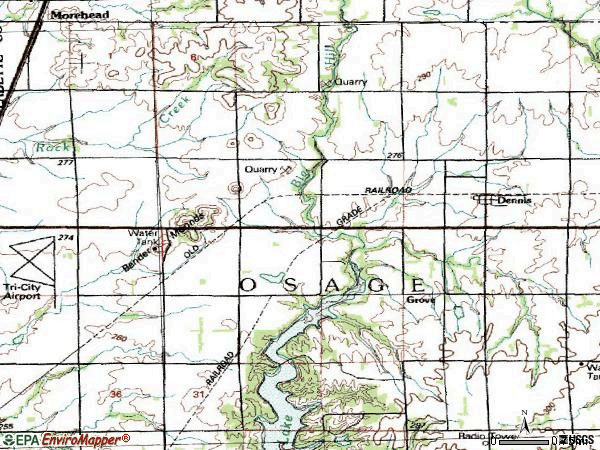 Zip code 67341 topographic map