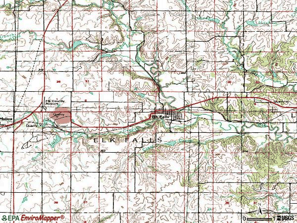 Zip code 67345 topographic map