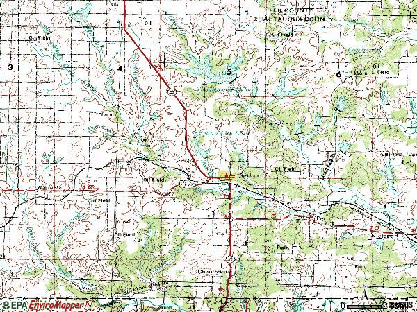 Zip code 67361 topographic map