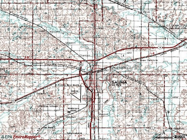 Zip code 67401 topographic map