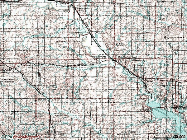 Zip code 67432 topographic map
