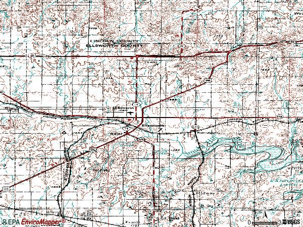 Zip code 67439 topographic map