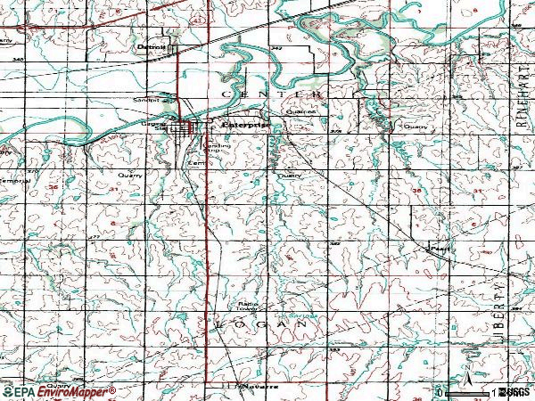Zip code 67441 topographic map