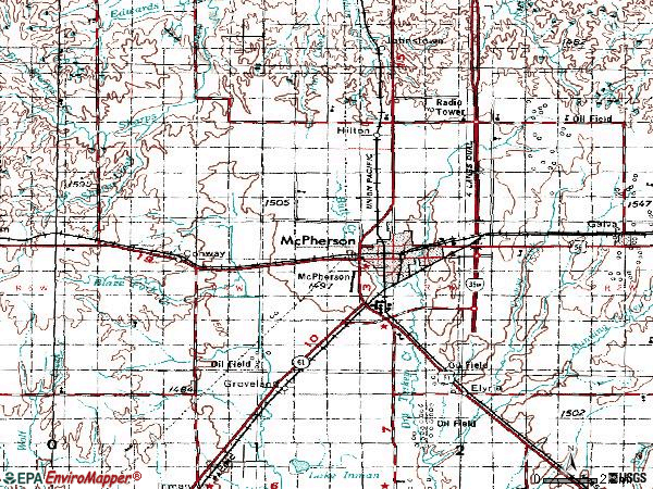 Zip code 67460 topographic map