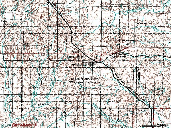 Zip code 67466 topographic map