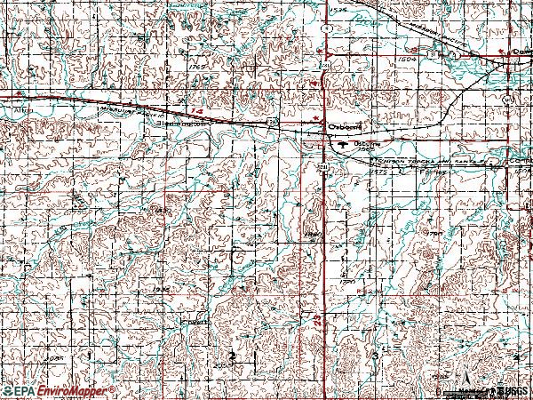 Zip code 67473 topographic map