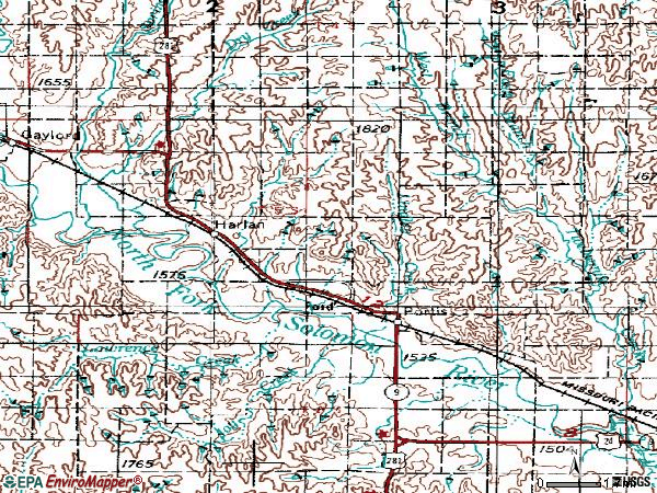 Zip code 67474 topographic map