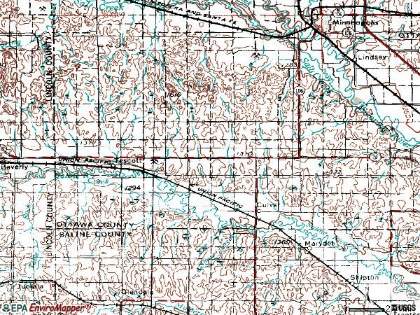 Zip code 67484 topographic map