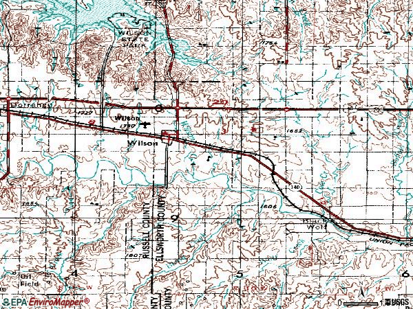 Zip code 67490 topographic map