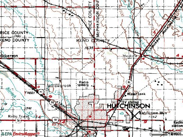 Zip code 67502 topographic map